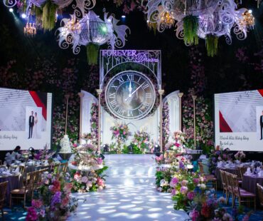 Professional event lighting and audiovisual production setup